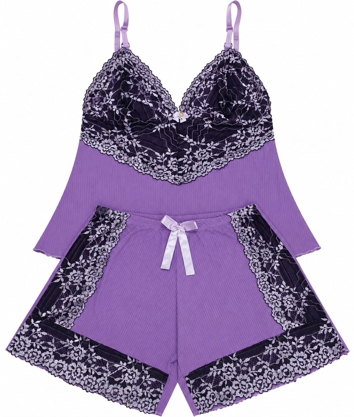 Pijama Feminino Baby Doll Canelado Premium